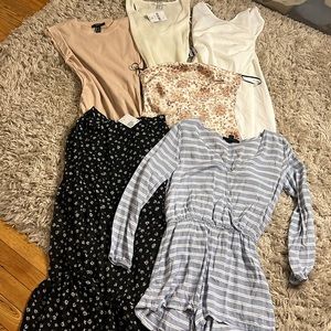Bundle of 4 Dresses 1 Romper and 1 Skirt